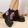 Step Out in Style: Women's Ghost-Face Print Combat Boots – Trendy Platform Boots for a Fashion-Forward Look!