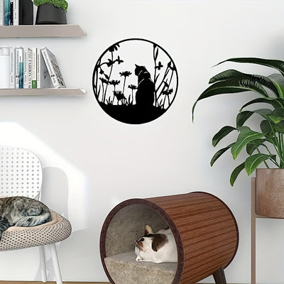 Elegant Metal Black Cat Silhouette Wall Art: The Perfect Gift for Cat Lovers