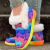Warm and Stylish: Women's Colorful Print Fluffy Slip-On Shoes with Comfy Warm Lining