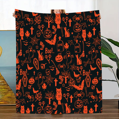 Haunted Halloween Dreams: Ghosts, Pumpkins, Bats, and More - All-Season Comfort Blanket for Friends and Family