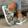 Fashionable Women's Leopard Design Print Flat Loafers - Lightweight Canvas Slip-On Shoes for Casual Outdoor Wear