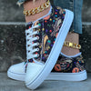 Wickedly Stylish: Women's Skull Print Canvas Shoes - Spook-tacular Casual Lace-up Outdoor Sneakers for Halloween Enthusiasts
