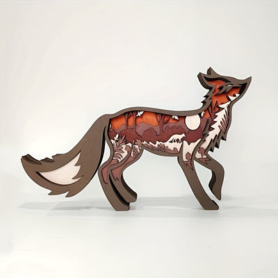 Enchanting Fox Wooden Art Animal Statues: Illuminate Your Space with LED Night Light Décor!