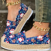 Festive Footwear: Women's Christmas Print Platform Shoes – Casual Slip-On Canvas Shoes with Comfortable Espadrille Soles