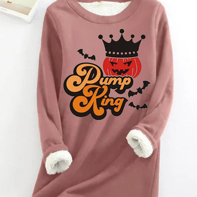 Crowned Pumpkin Letter Print Sweatshirt: A Spooky & Stylish Halloween Essential for Women