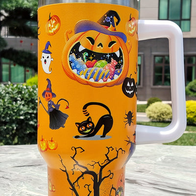 40oz Halloween Pumpkin Stainless Steel Thermal Water Bottle With Handle, The Perfect Gift for Any Occasion!