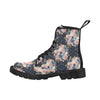 Floral Flowers Boots, Navy Flowers Martin Boots for Women
