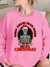 Stylish and Comfy: Women's Plus Size Christmas Casual Sweatshirt with Skull Slogan Print