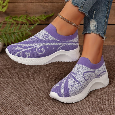 Comfort meets style with our Women's Printed Sock Sneakers - Slip-On, Breathable, and Trendy!