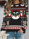 Winter Wonderland: Penguin and Deer Print Pullover Sweatshirt - Stay Cozy and Stylish!