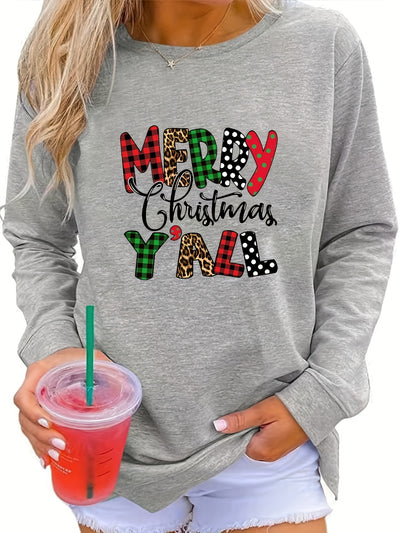 Cozy Christmas Letter Print Pullover Sweatshirt: Stylish and Warm Women's Fall/Winter Apparel