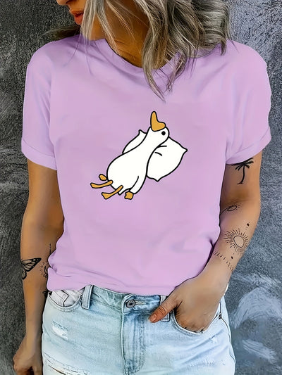 Cute Quackers: Fashionable Women's Casual Sports T-Shirt featuring Adorable Duck Graphics