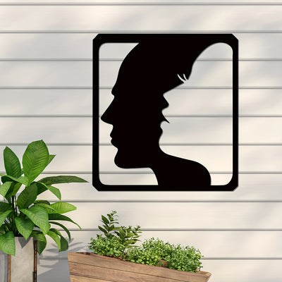 Stylish Metal Wall Art: Man and Woman Face Shape Design for Stunning Home Decor