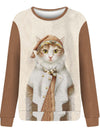 Cute Cartoon Cat Print Pullover Sweatshirt: A Cozy and Casual Buy for Fall-Winter