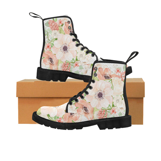 Pretty Flower Boots, Floral Art Martin Boots for Women