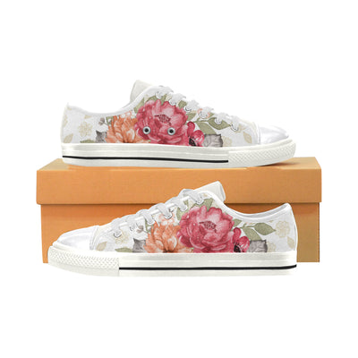Sweet Rose Shoes, Watercolor Flowers Women's Classic Canvas Shoes