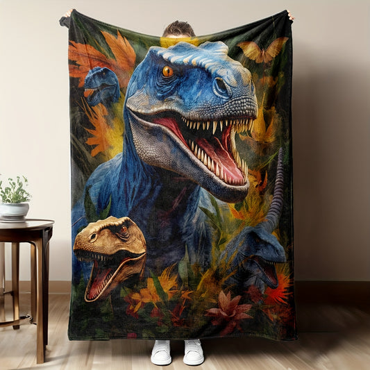 The Cozy Jurassic Dinosaur Pattern Flannel Blanket is the perfect gift for any occasion. Its flannel material offers the perfect balance between warmth and breathability, making it an ideal choice for travel, sofa, bed, office, and home décor use. With its all-season nap blanket design, it will keep you cozy and comfortable all year round.