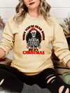 Stylish and Comfy: Women's Plus Size Christmas Casual Sweatshirt with Skull Slogan Print