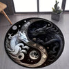 Dragon Dreams: A Stylish Black and White Round Carpet for Home Decoration