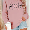 Adorable Feline Fashion: Cute Cat Print Sweatshirt for Women's Casual Chic