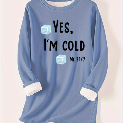 Fashionable and Cozy: Letter Ice Print Pullover Sweatshirt for Women's Fall/Winter Wardrobe