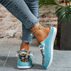 Lightweight Sunflower Design Print Canvas Shoes for Women - Comfortable Lace-Up Mules for Casual Walking