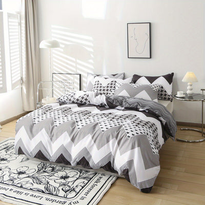 Wave Print Duvet Cover Set: Transform Your Bedroom with Soft, Comfortable Bedding! (1*Duvet Cover + 2*Pillowcases, Without Core)