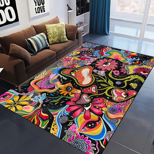 Enchanting Mushroom Area Rug: Enhance Your Living Space with Eye-Catching Non-Slip Resistant, Waterproof and Machine Washable Carpet