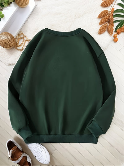 Cozy Comfort: Women's Plus Size Casual Sweatshirt with Football Figure Print