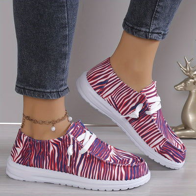 Stylish and Comfortable Women's Striped Pattern Canvas Shoes: Casual Lace-Up Outdoor Sneakers for Lightweight Fashion and All-Day Comfort