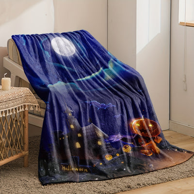 Halloween Night Pumpkin Figure Flannel Throw Blanket: Warm, Cozy, and Spooky!