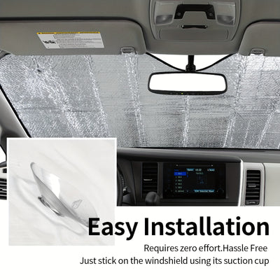 Stay Cool and Protected: Folding Car Windshield Sunshade - Block UV Rays and Keep Your Vehicle Cool