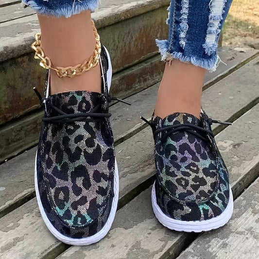 Experience unparalleled comfort with these stylish leopard and sunflower patterned canvas shoes. Crafted with a lightweight, lace-up design and slip-on convenience, these shoes are perfect for any casual occasion. Enjoy a unique style with maximum comfort.