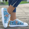 Women's Flower Power: Canvas Sneakers with Raw Trim - Lace Up Low-Top Skate Shoes for Casual Flair