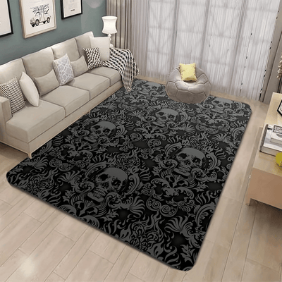 Gothic Halloween Skull Area Rug - Stylish Home Décor for Living Room, Bedroom, and More