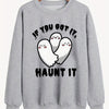 Cute Ghost Print Sweatshirt: Spooktacular Style for Plus-Size Halloween Enthusiasts