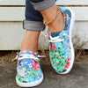 Coloful Flower Pattern Patchwork Boat Shoes for Women - Anti-Slip Lace-Up Walking Shoes