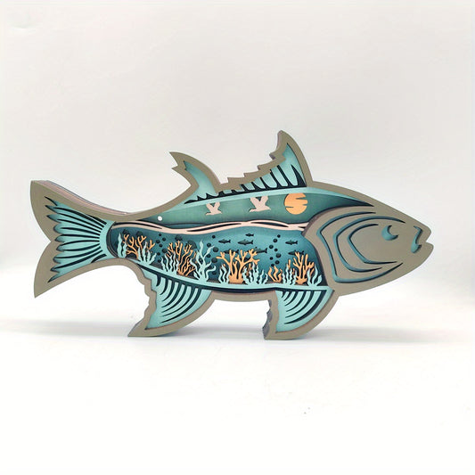 Add a touch of coastal charm to your home with our Exquisite Wood Carved Sea Fish Table Decoration. Featuring intricate multi-layered details, this hand-crafted wooden piece is sure to enhance your space. Made with quality and creativity in mind, it's the perfect addition to any room.