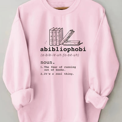 Bold Book Letter Print Sweatshirt: A Casual & Comfy Addition to Your Wardrobe!