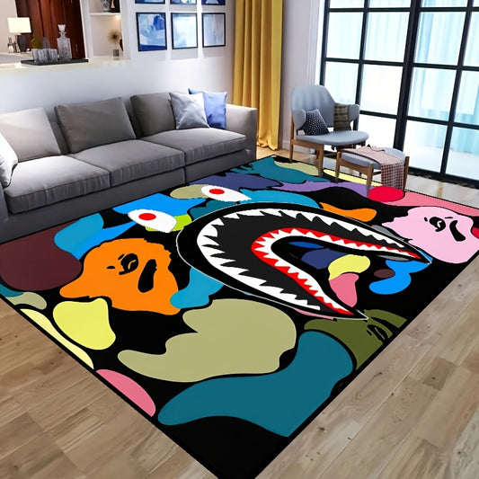 Crafted from ultra-soft polyester, this Camouflage Shark Face Rug brings style and functionality to any living space. The subtle and realistic design adds a unique touch of flair, while the non-slip bottom ensures safety and stability. Perfect for homes, offices, and more.