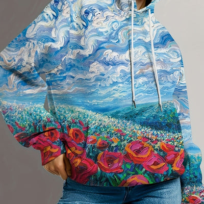 Floral Majesty: Stylish and Comfy Kangaroo Pocket Hoodie for Women