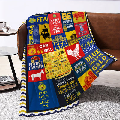 Cozy and Stylish: Pig and Rooster Print Flannel Blanket for Ultimate Comfort and Charm