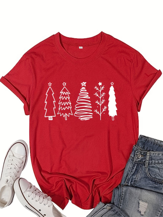 This Festive Joy T-Shirt is crafted from soft and lightweight polyester. It features a Christmas tree print on the front with a crew neck and short sleeves. Perfect for every festive occasion, this versatile style will keep you looking great all season long.