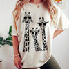 Funny Cartoon Giraffe with Glass Print Crew Neck T-Shirt, Casual Short Sleeve T-Shirt For Spring & Summer, Women's Clothing