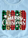 Merry Christmas Letter Print Crew Neck T-Shirt: A Stylish Casual Short Sleeve Top for Spring/Summer Women's Clothing