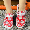 Lightweight Women's Canvas Shoes with Santa Claus - Casual Christmas Pattern Lace Up Outdoor Shoes