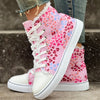 Warm and Stylish Women's Floral Print Plush Shoes: Lace Up and Cozy for Winter