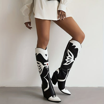 Women's Fashion-forward Printed Chunky Heel Boots: Embrace Style with These Retro Western Boots!