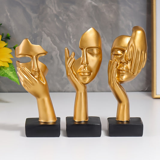 Elevate your living room and home décor with our Sleek and Chic: 3-Piece Modern Resin Sculpture Set. Expertly crafted and designed, this set adds a touch of modern elegance to any space. Made from high-quality resin, each piece boasts intricate details and a polished finish for a sophisticated look. Perfect for adding a stylish and contemporary touch to your home.