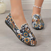 Stylish and Comfy Women's Sunflower Cow Print Flats: Casual Flax Sole Slip-on Shoes for Everyday Elegance